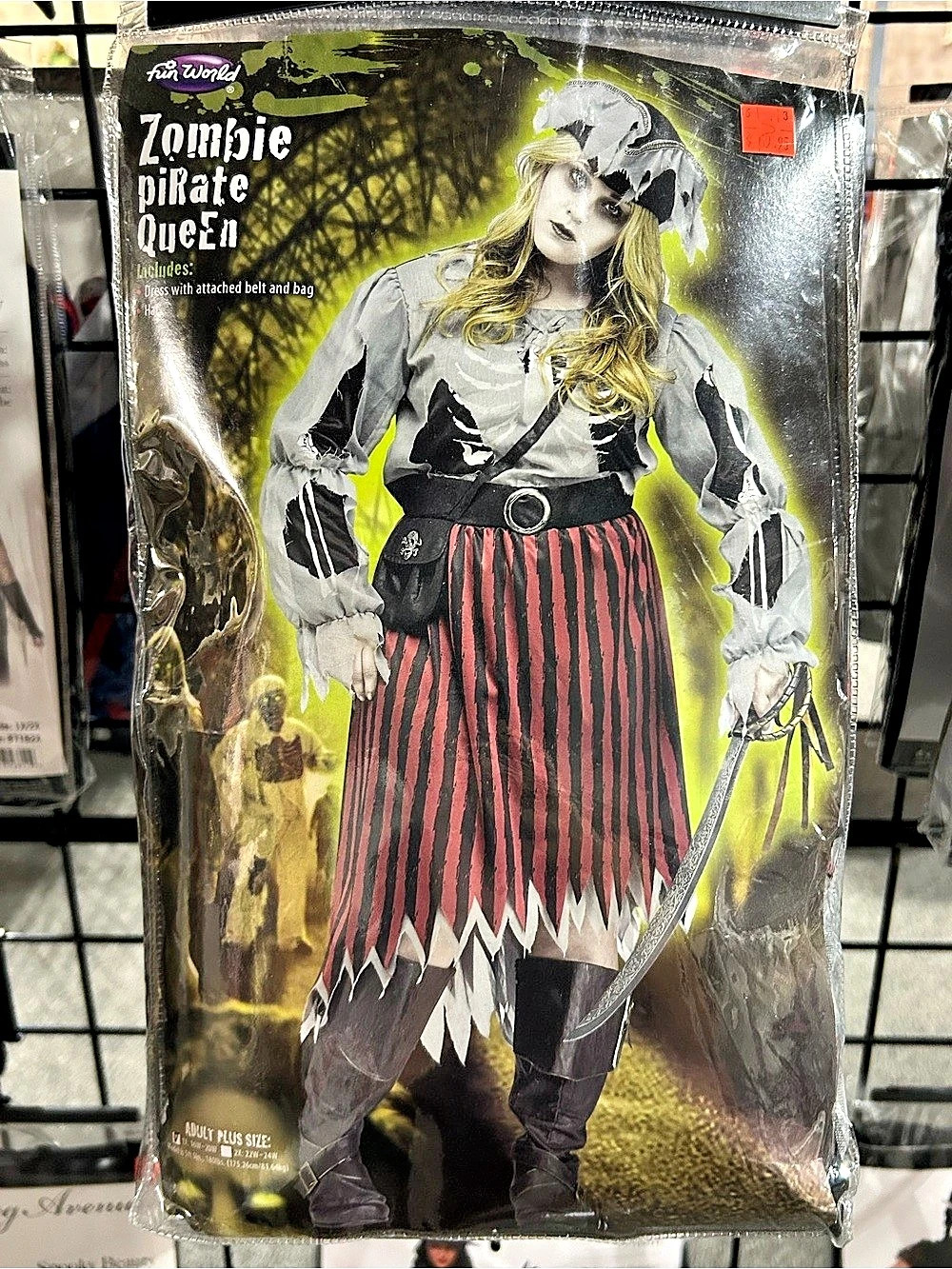 Fun World Zombie Pirate Queen Costume, Black & Red